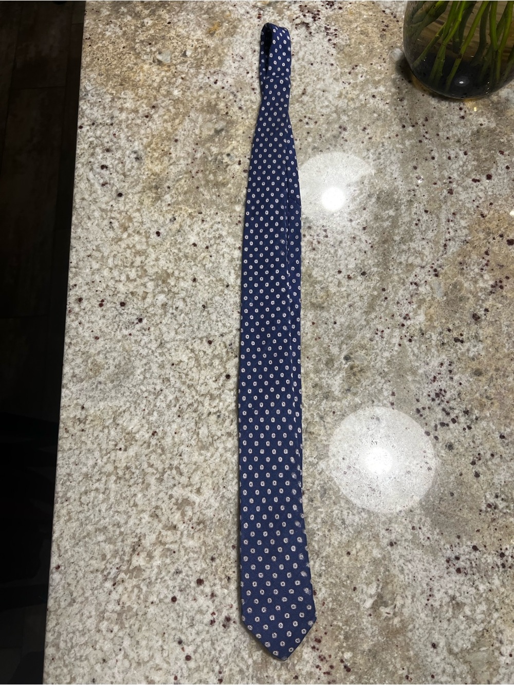 Lauren Ralph Lauren Navy Blue Tie with White Dot Pattern